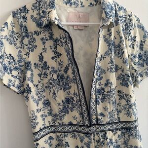 Gal Meets Glam Navy Floral on Cream jump suit